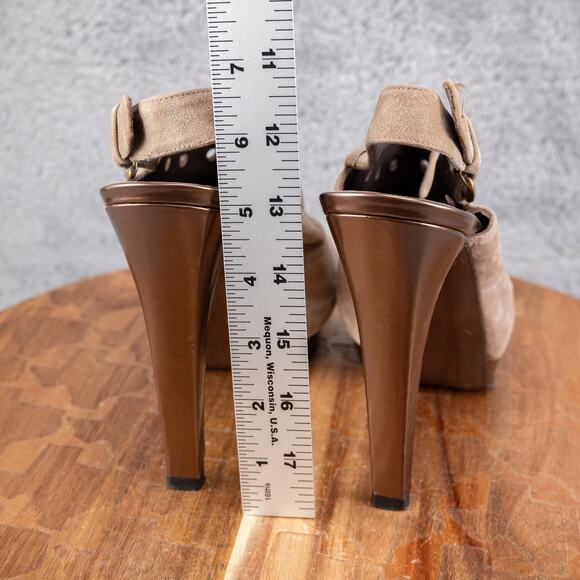 Stuart Weitzman Portside Gray Suede Grommet Slingback Stiletto 8.5 M Office - Picture 5 of 7